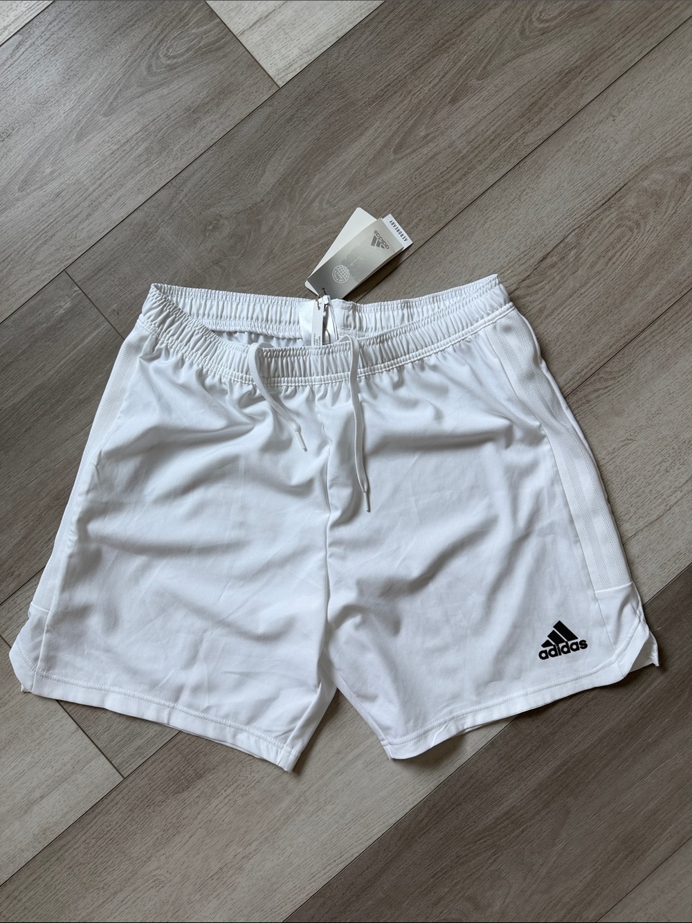 adidas White Athletic Shorts with Black Logo